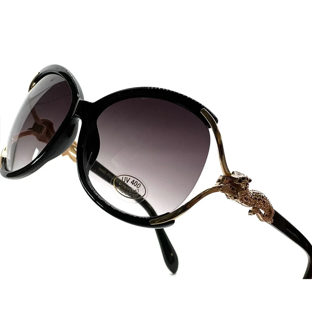 Oversized Sunglasses Women‎ Black Gold UV Protection Outoor Street Wear Female